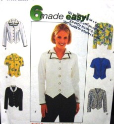 8468  McCalls 6 EZ BUTTON SHAPED SS- LS BLOUSES PATTERN 8-12, 14-18 choice uncut